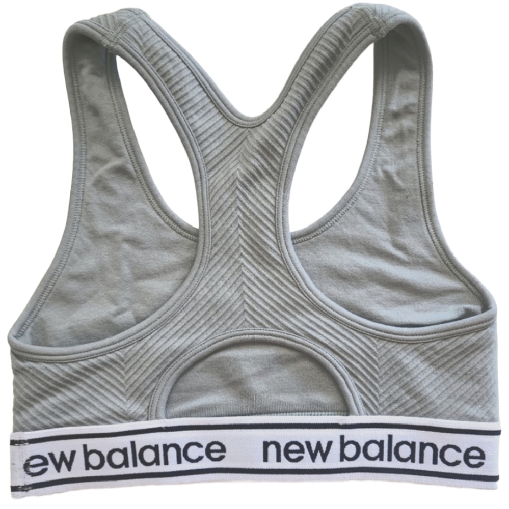 NEW BALANCE LOGO BANDED TEXTURED SPORTS BRA. GREEN/SMALL